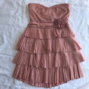 Blush Pink Silk Ruffle Party Dress